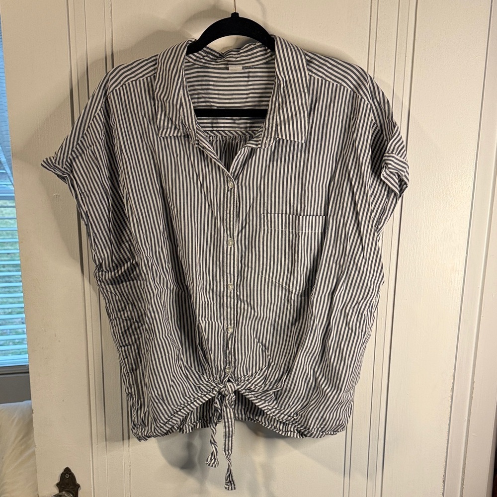 Old Navy Blue and White Striped Top
